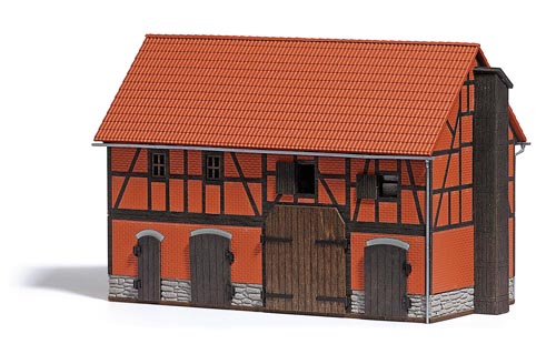 Scheune mit großem Stall  (Bausatz) Modell von Busch 1:87