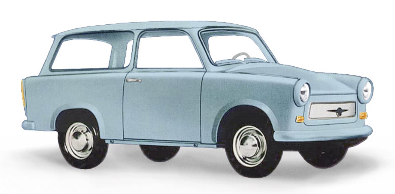Trabant P601 Universal Kombi pastellblau Modell von Busch 1:87