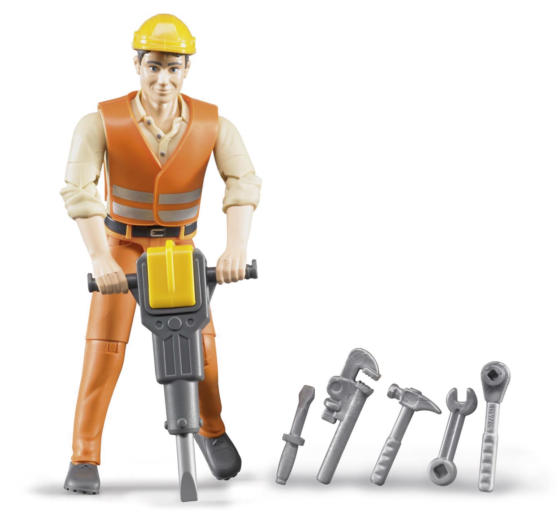 Bauarbeiter mit Zubehör Modell von Bruder bworld