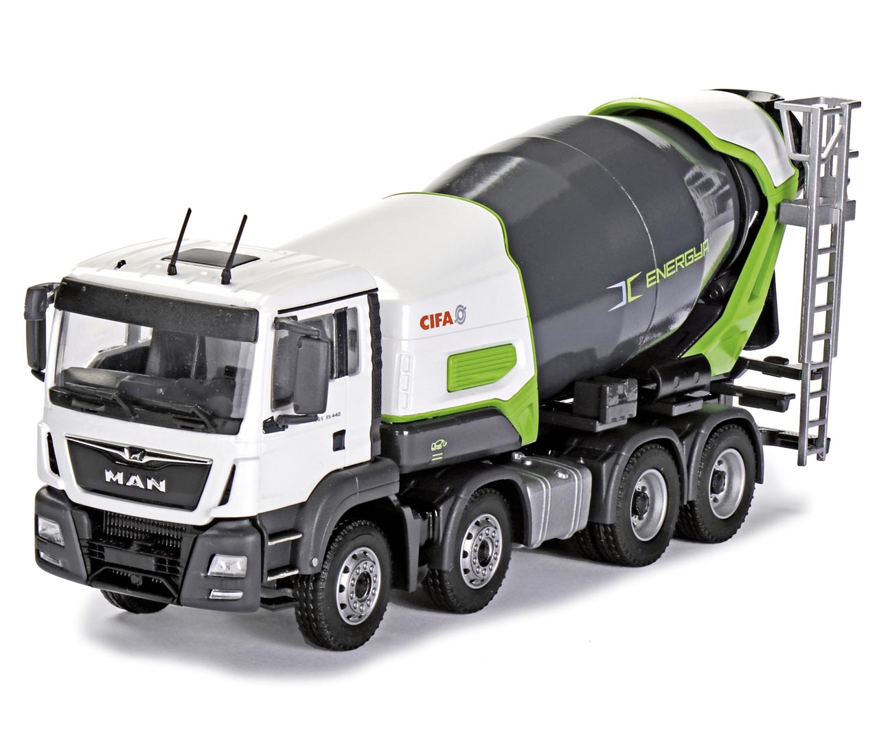 CIFA Energya E8-E9 Plug-in-Hybrid Fahrmischer 4-achs auf MAN TGS Euro 6 Modell von Conrad 1:50