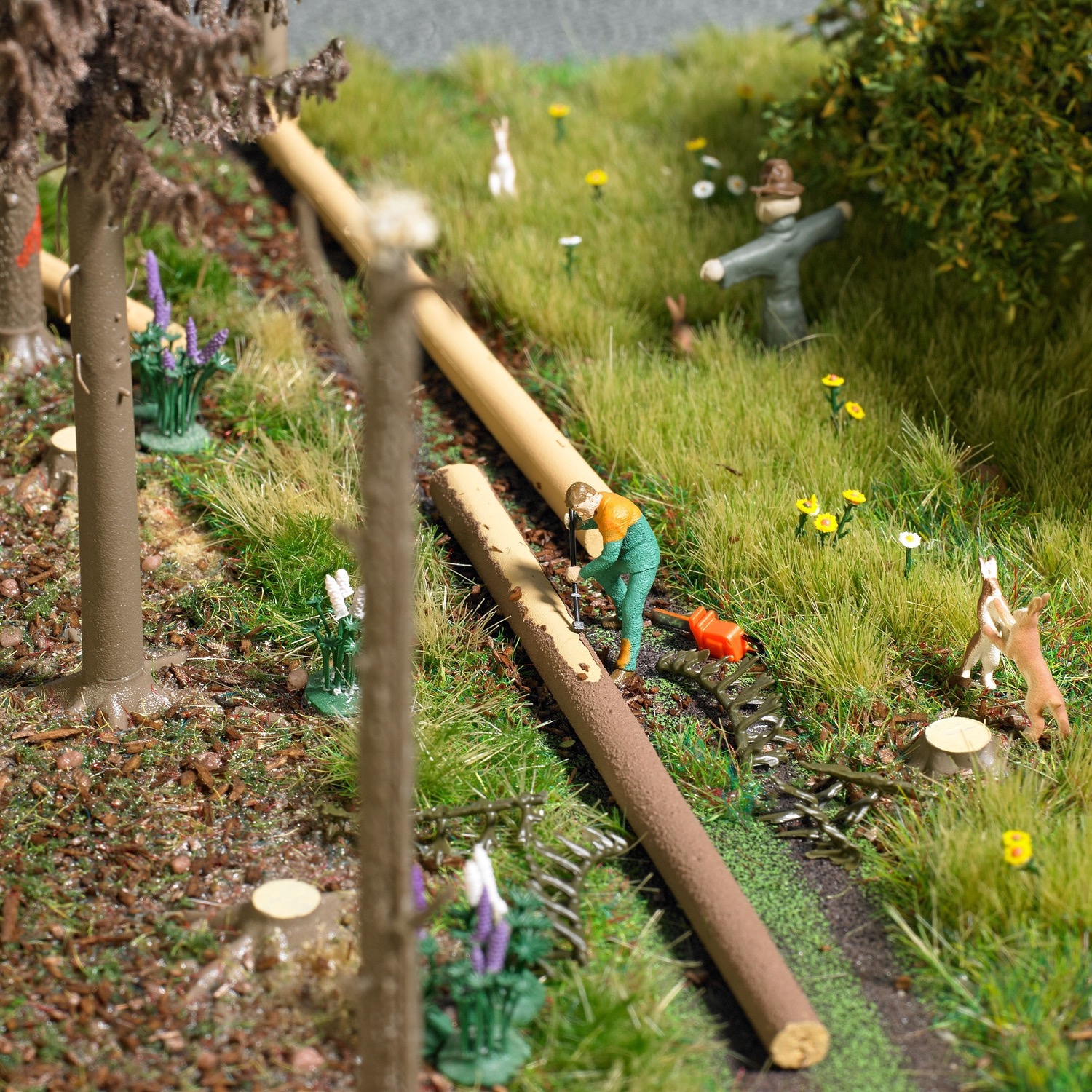 Action Set Baumschälung Modell von Busch 1:87