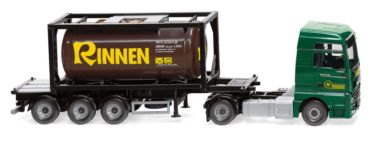 MAN TGX Euro 6c Rinnen Tankcontainersattelzug Modell von WIKING 1:87