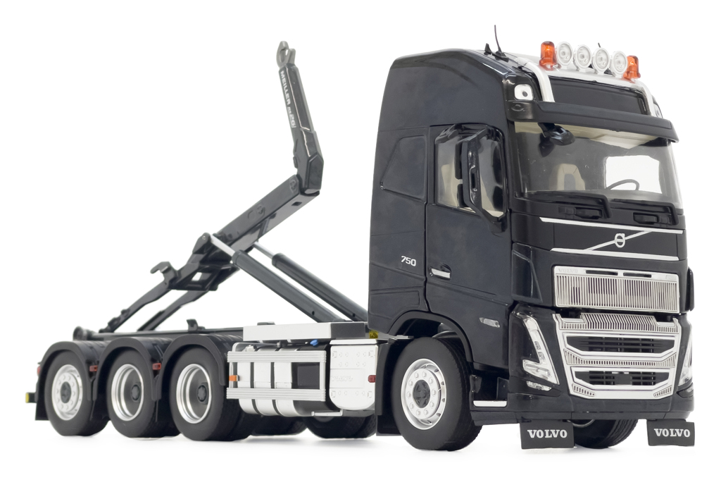 Volvo FH5 Lkw mit Hakenlift anthrazit Modell von MarGe Models 1:32