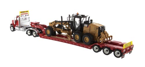 International HX 520 Tieflader und CAT 12M3 Motorgrader Modell von DieCast Masters 1:50