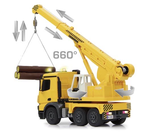 Mercedes-Benz Arocs mit Liebherr Schwerlastkran RC Modell von Jamara 1:20