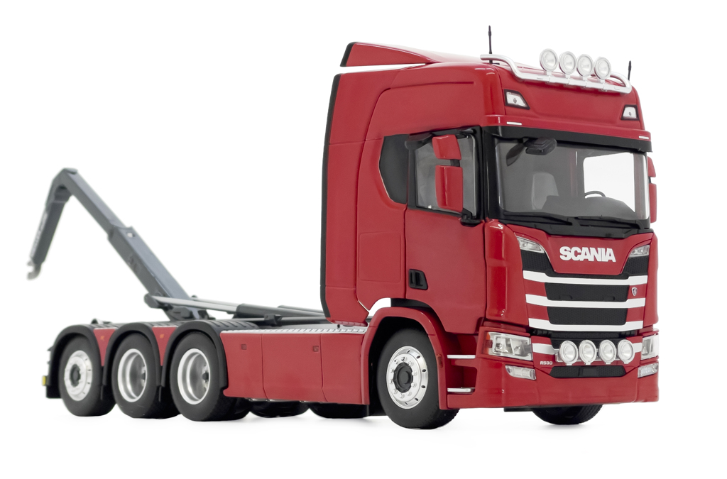 Scania R500 Serie Abrollkipper mit Hakenlift rot Modell von MarGe Models 1:32