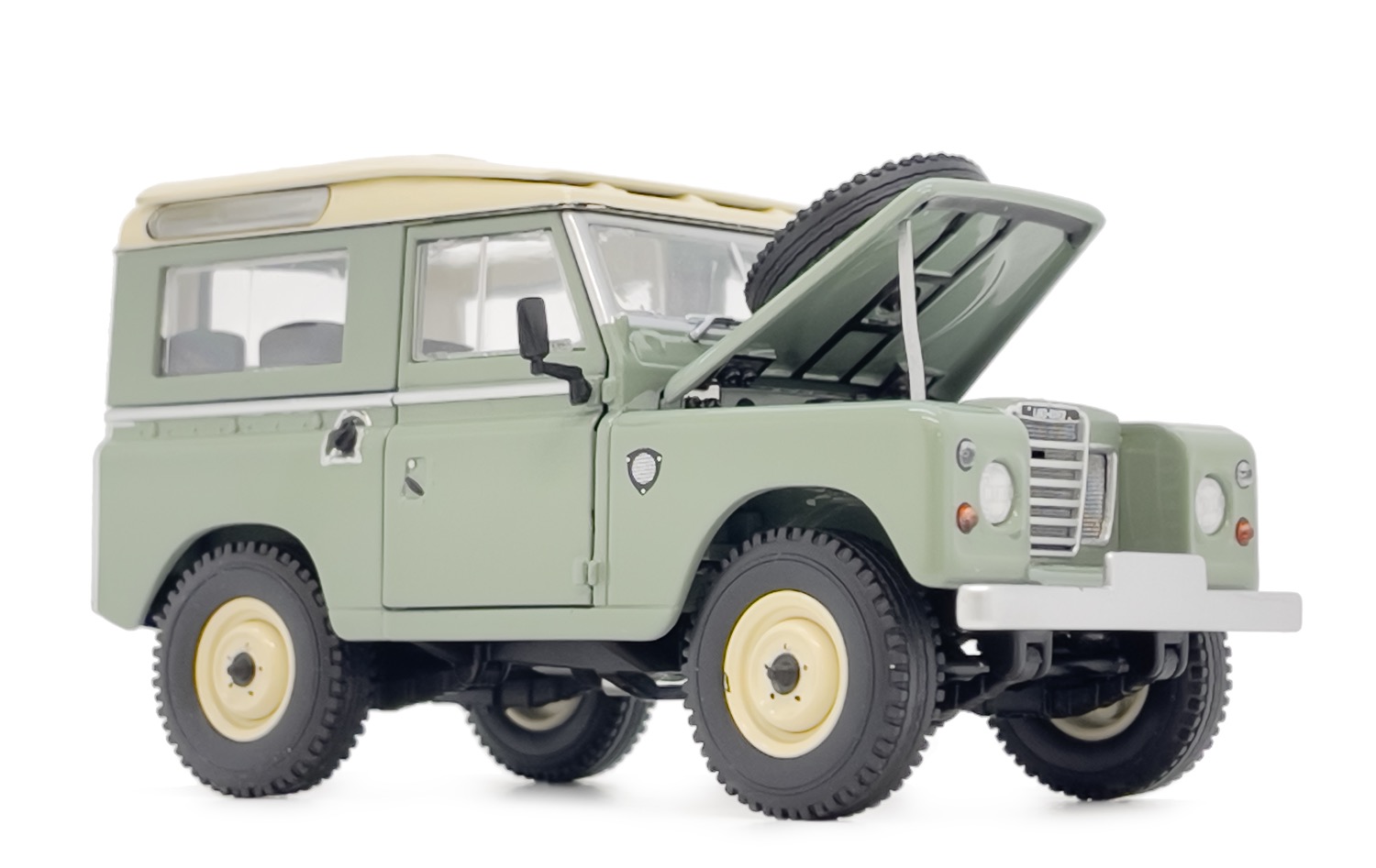 Land Rover Serie III 88 Safaridach atlantikgrün Modell von MarGe Models 1:32