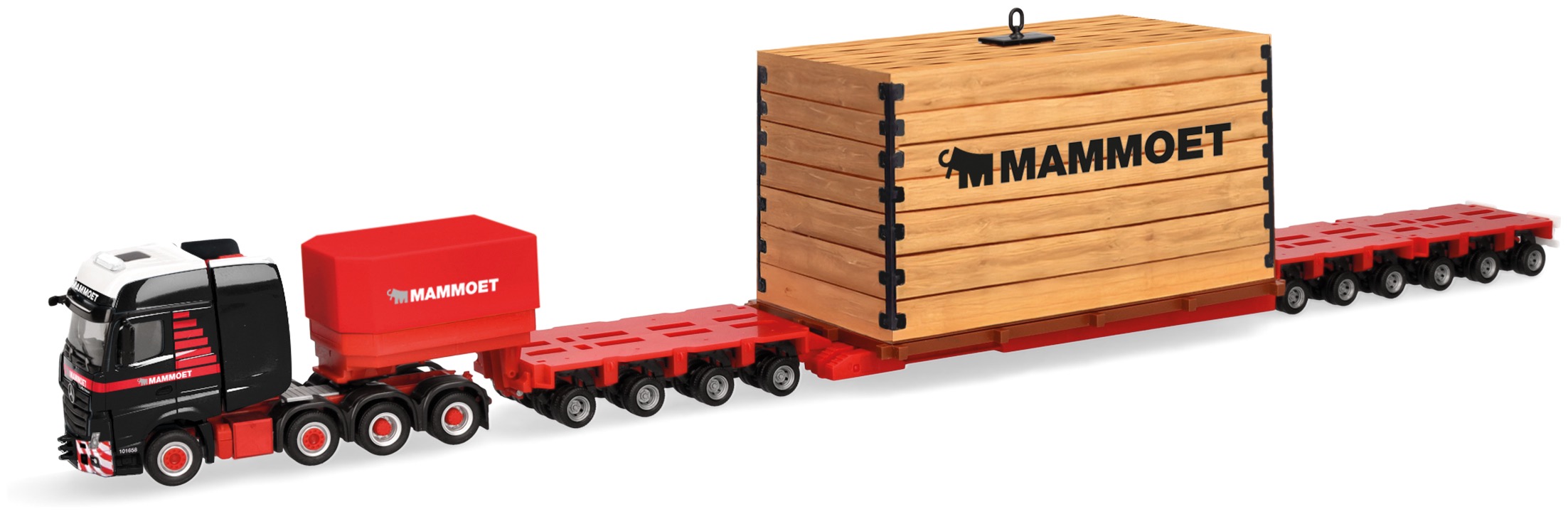 Mercedes-Benz Actros SLT Schwerlast-Sattelzug mit Kiste Mammoet Niederlande/Utrecht Modell von herpa 1:87