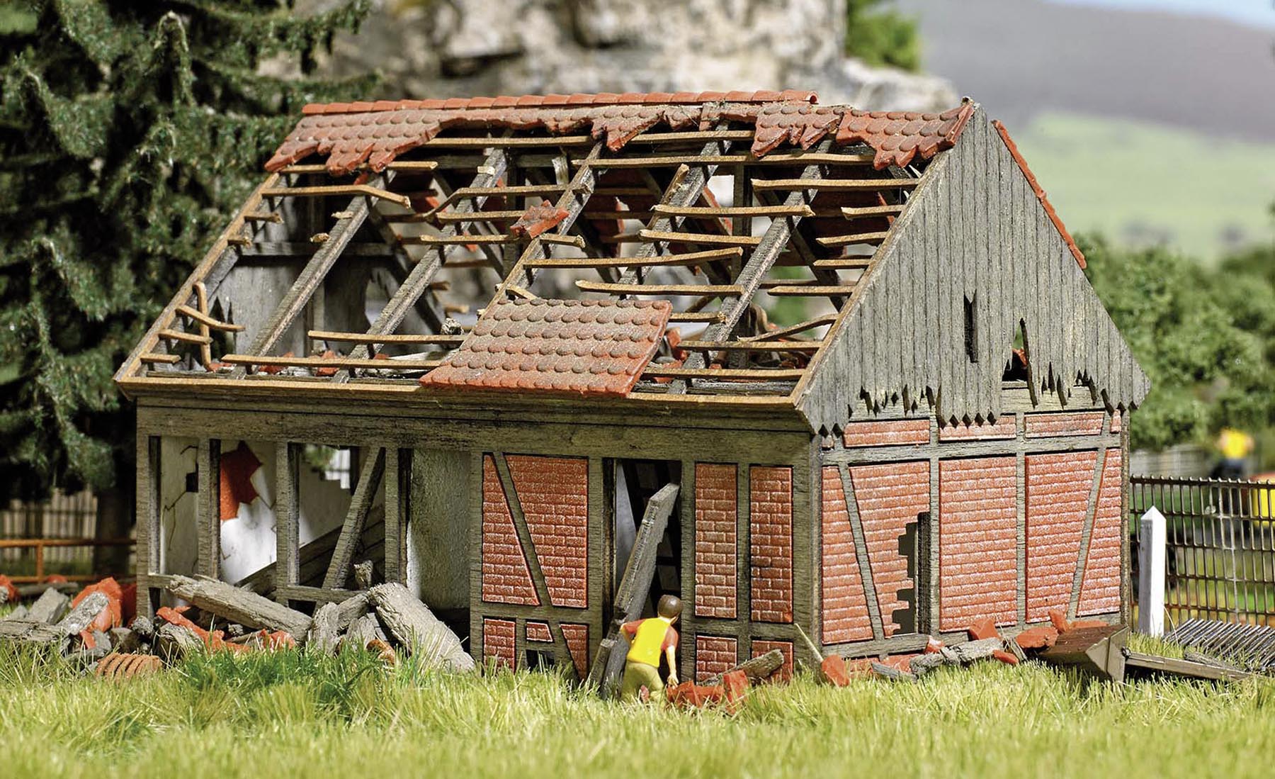 Verfallener Stall Jagdschloss Stern Bausatz Modell von Busch 1:87