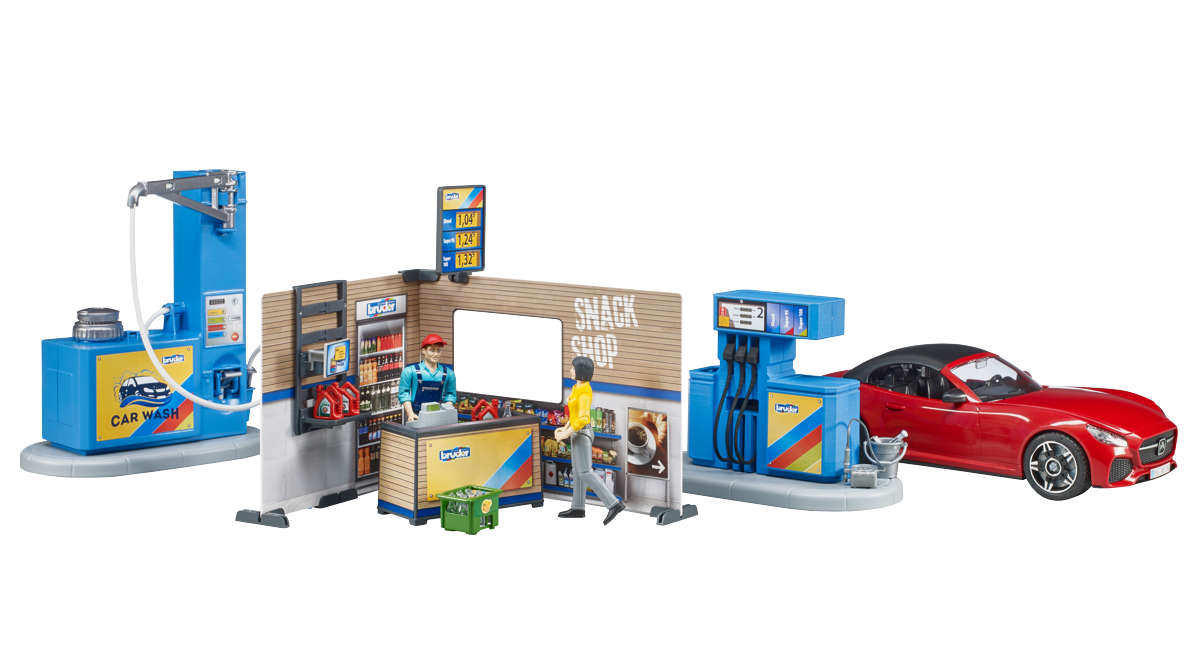 bWorld Tankstelle mit Waschplatz Modell von Bruder 1:16