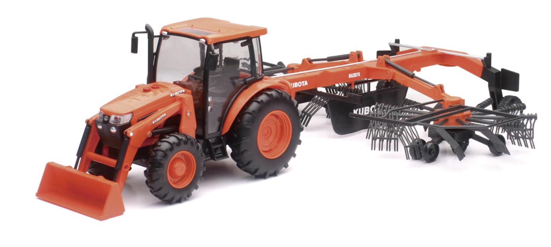 Kubota M5-111 mit RA2076 Heuwender Modell von NewRay 1:18