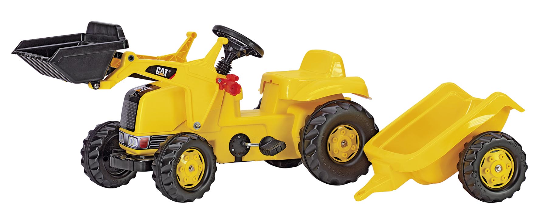 rollyKid CAT Trettraktor mit Frontlader und Anhänger