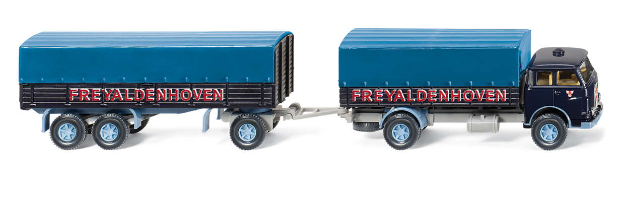 MAN Pausbacke Pritschenhängerzug Modell von WIKING 1:87