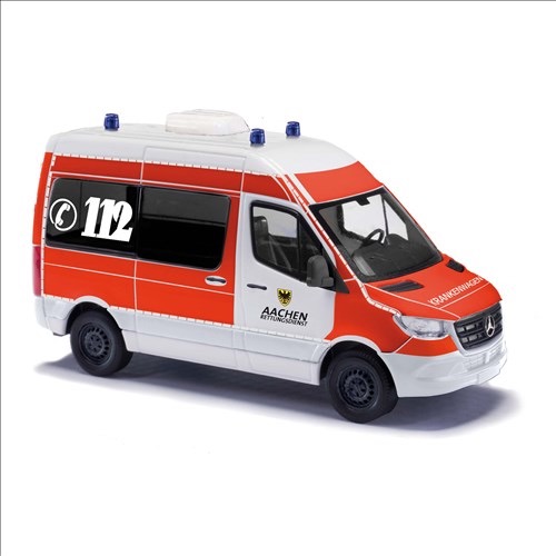 Mercedes-Benz Sprinter kurzer Radstand/Hochdach, Rettungsdienst Aachen Modell von Busch 1:87