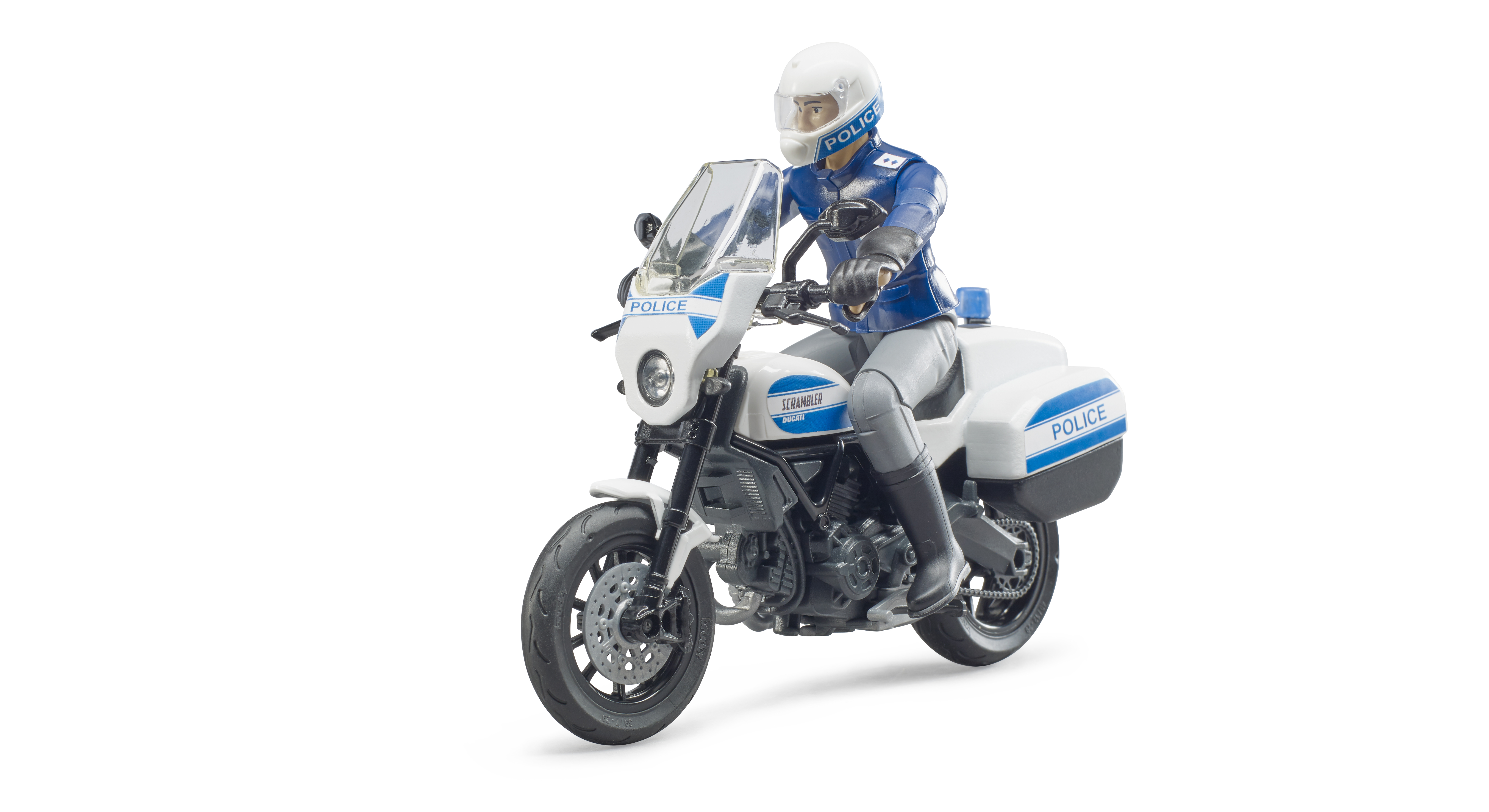 bWorld Scrambler Ducati Polizeimotorrad und Polizist Modell von Bruder 1:16