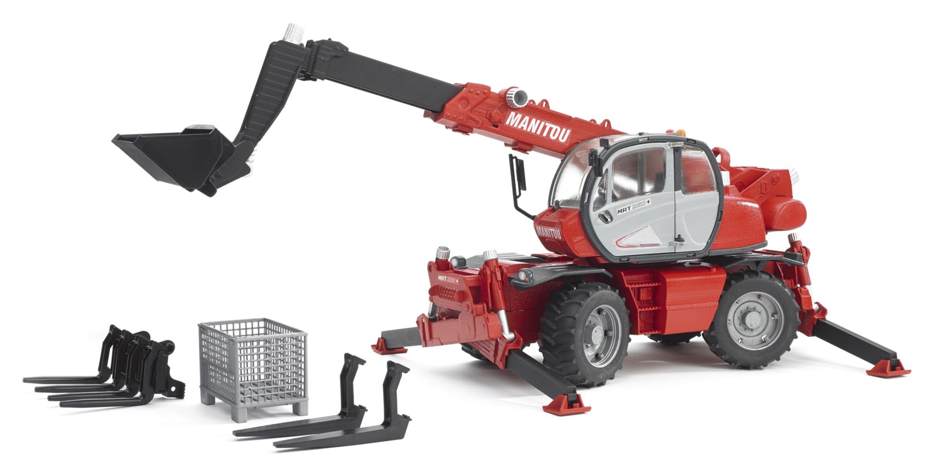Manitou Teleskoplader MRT 2150 mit Zubehör Modell von Bruder 1:16