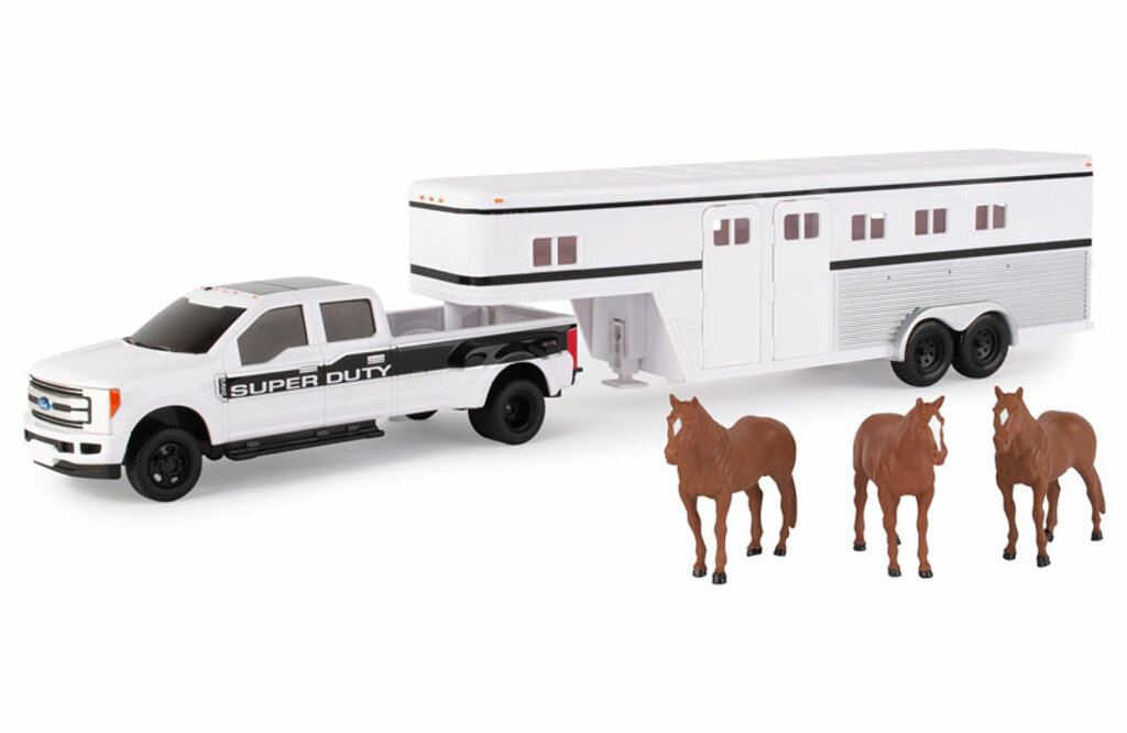 Ford F350 Super mit Gooseneck Pferdeanhänger und Pferden-1